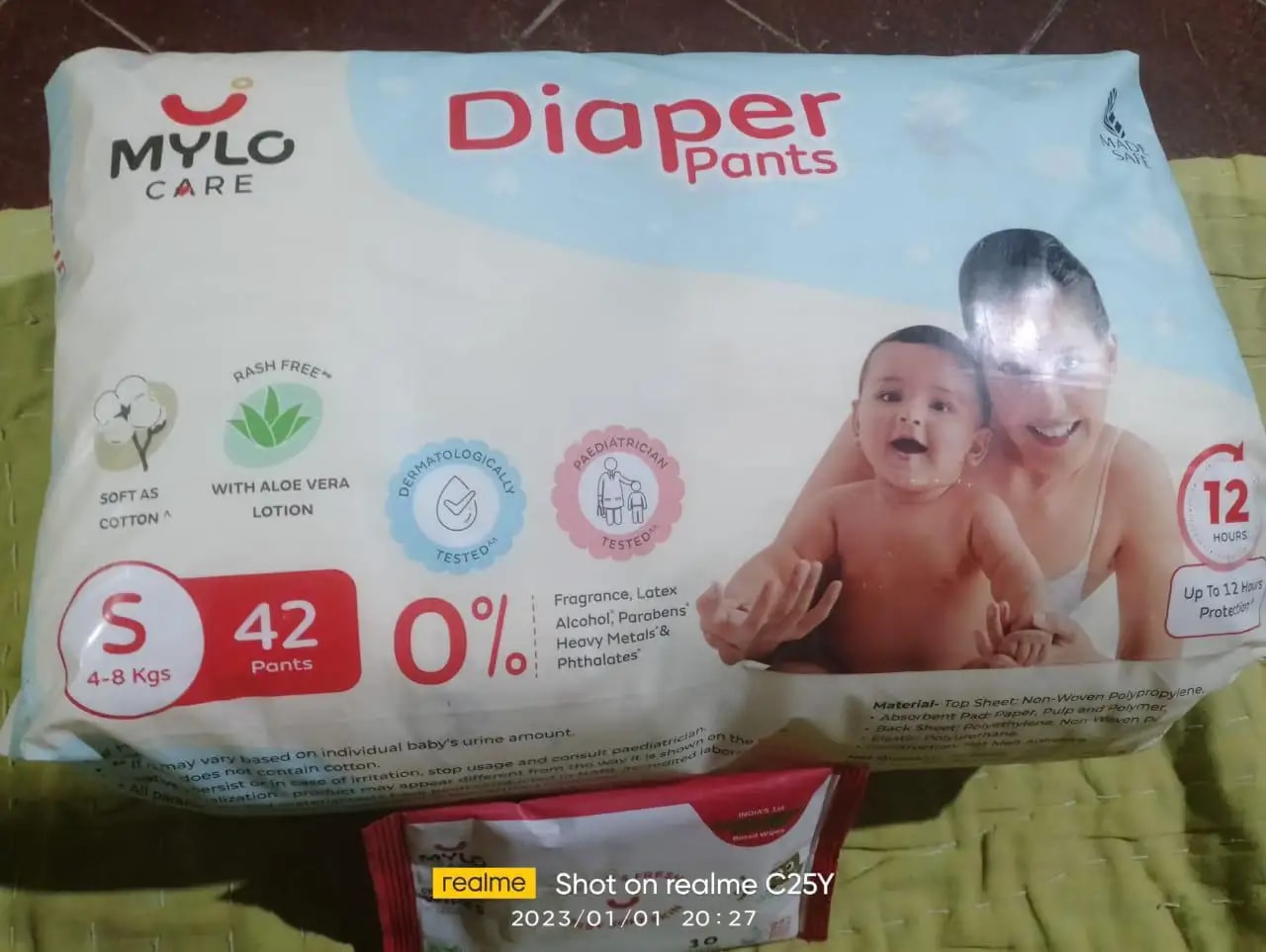 Mylo Baby New Born Diaper Pants | Up to 5Kgs | with Wetness Indicator | 92 Count
