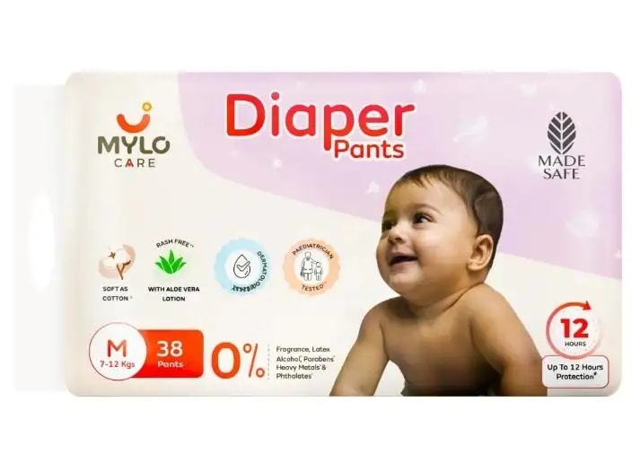 Mylo Baby New Born Diaper Pants | Up to 5Kgs | with Wetness Indicator | 92 Count