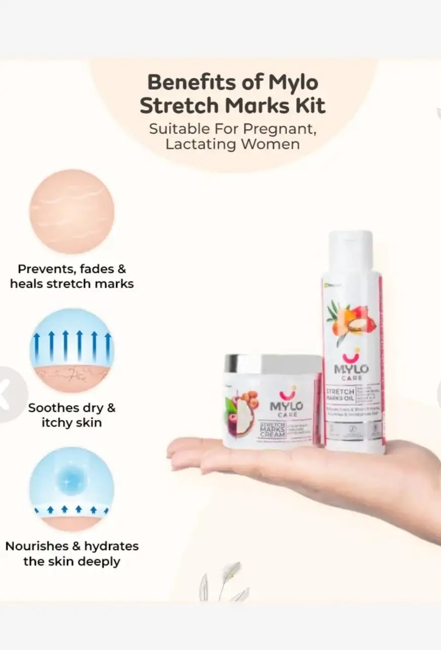 Stretch Marks Kit - Removes Scars | Made with Natural Ingredients | Tightens Skin - (1 Stretch Mark Oil - 100 ml, 2 Stretch Marks Cream - 100ml each)
