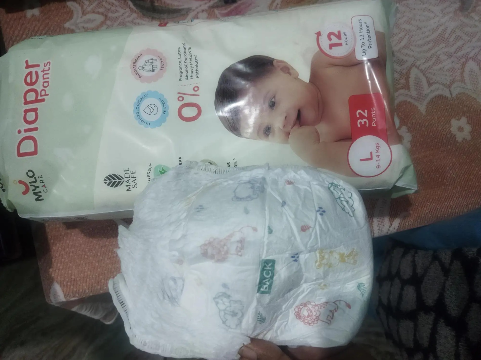 Mylo Baby New Born Diaper Pants | Up to 5Kgs | with Wetness Indicator | 92 Count