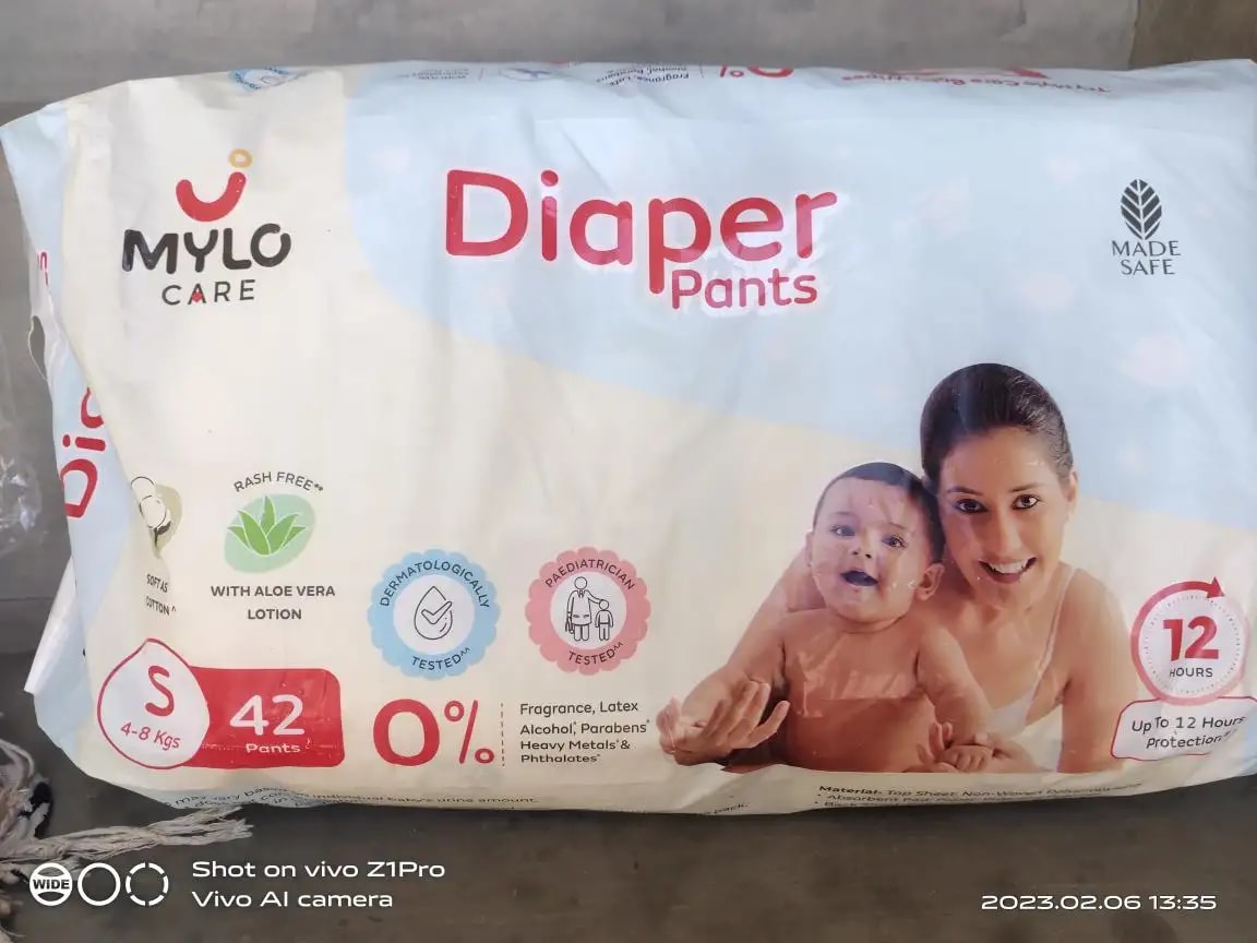 Mylo Baby New Born Diaper Pants | Up to 5Kgs | with Wetness Indicator | 92 Count