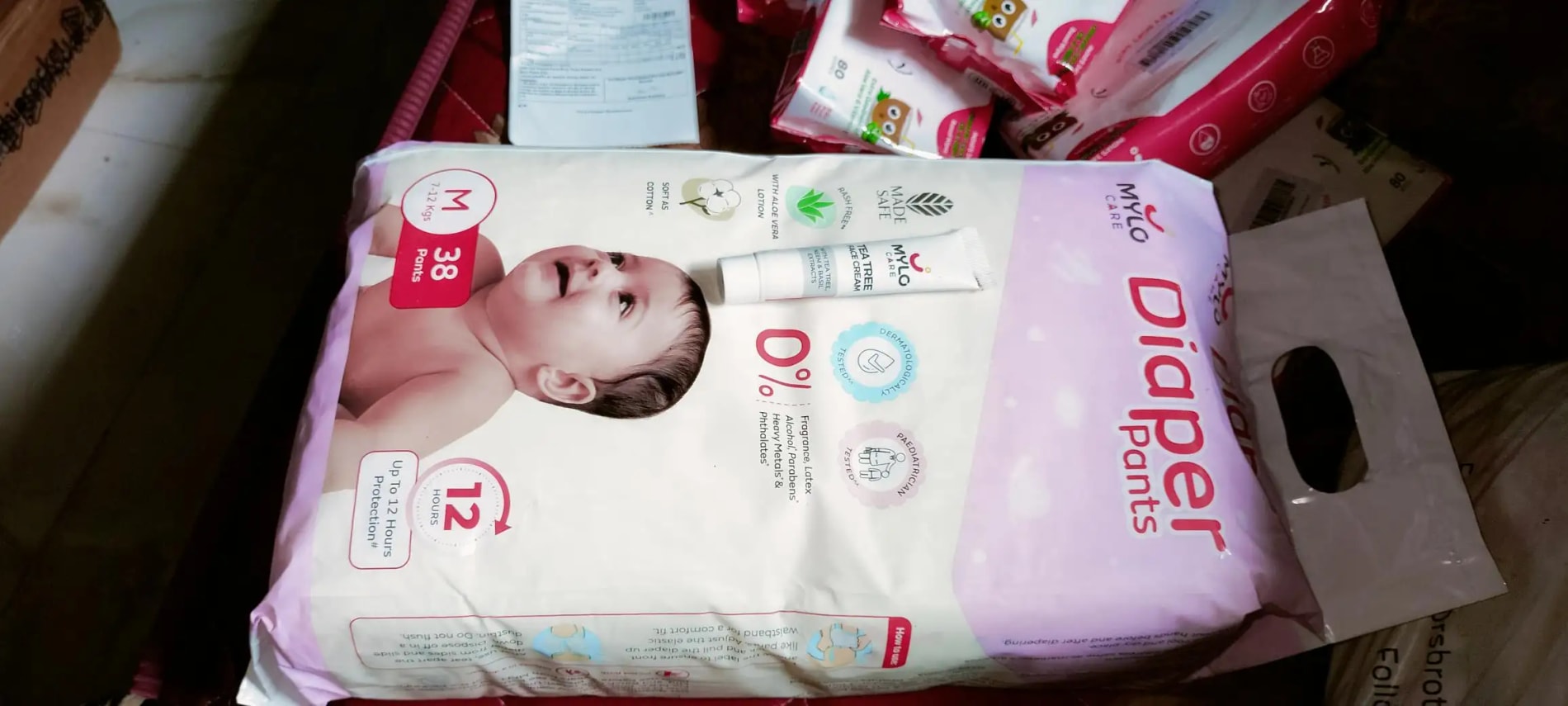 Mylo Baby New Born Diaper Pants | Up to 5Kgs | with Wetness Indicator | 92 Count