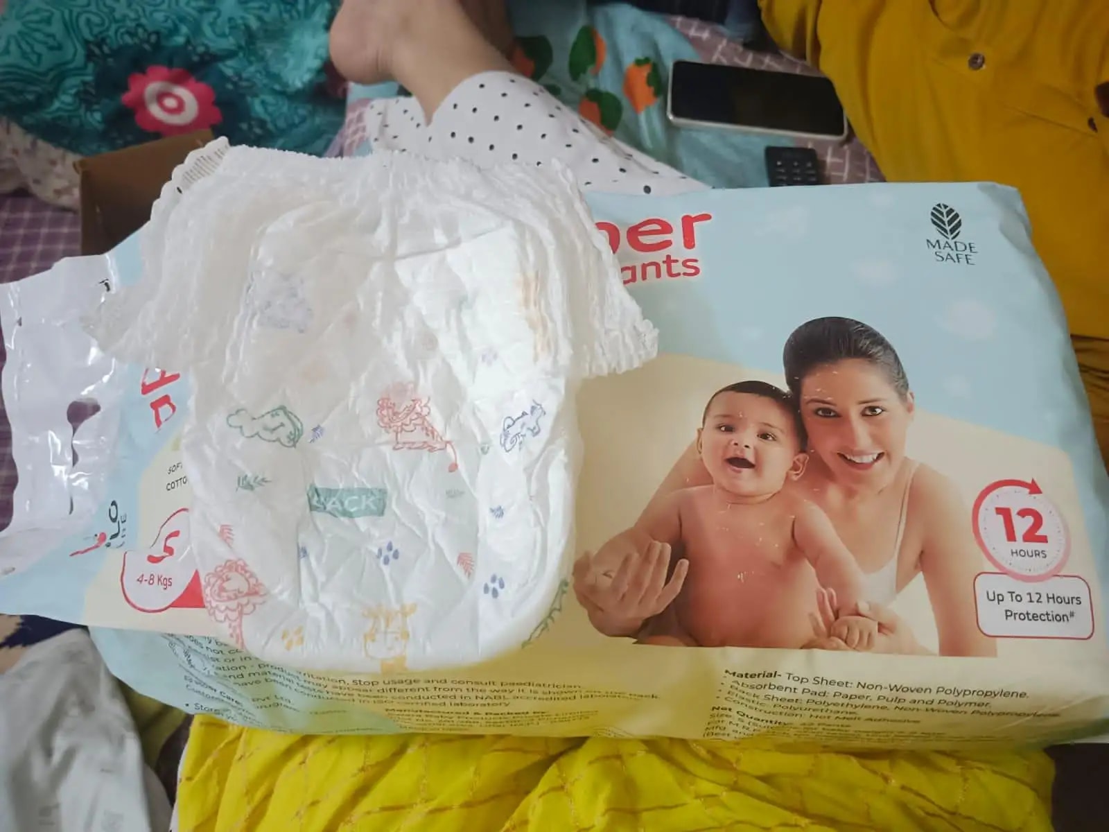 Mylo Baby New Born Diaper Pants | Up to 5Kgs | with Wetness Indicator | 92 Count