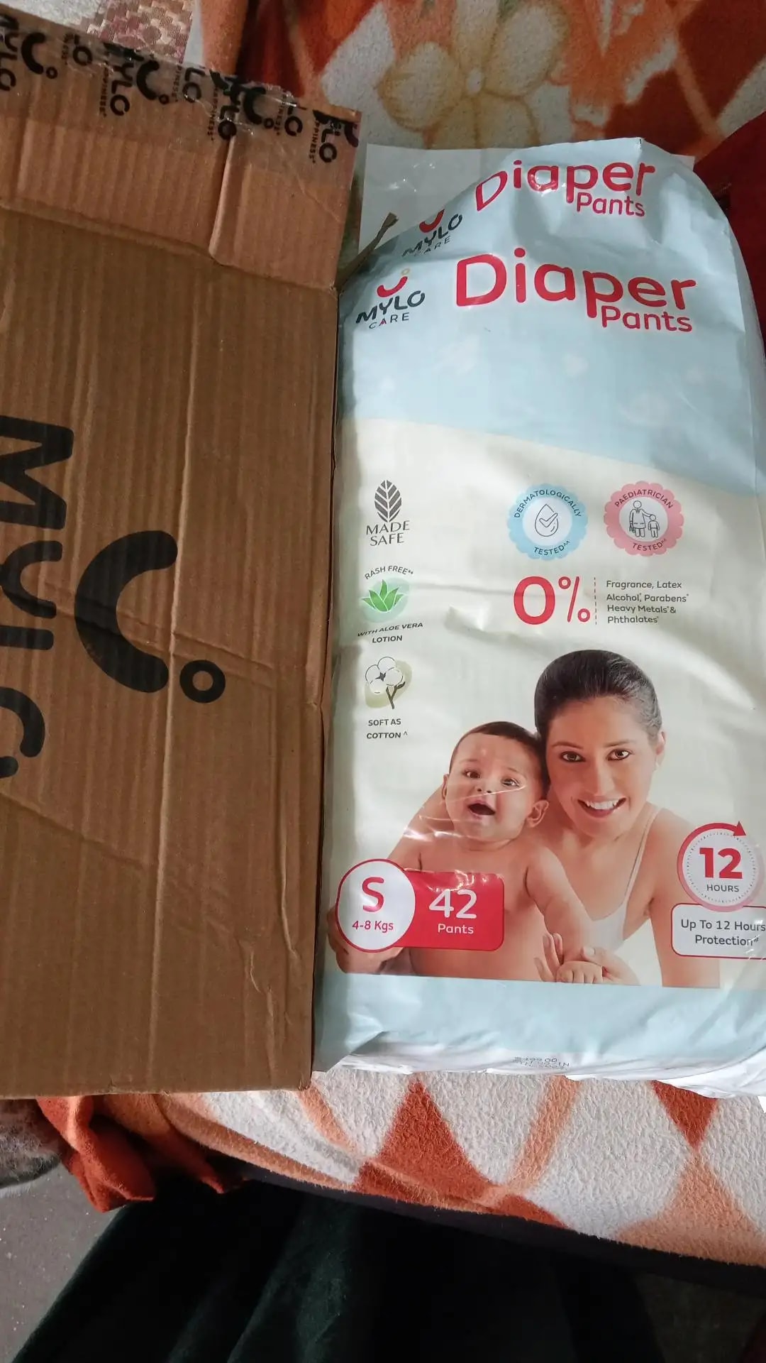 Mylo Baby New Born Diaper Pants | Up to 5Kgs | with Wetness Indicator | 92 Count