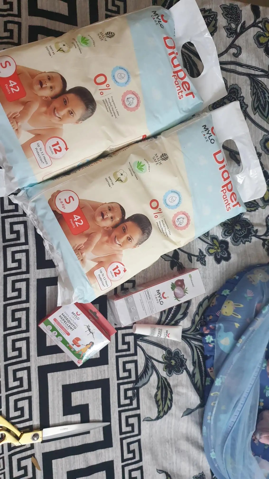 Mylo Baby New Born Diaper Pants | Up to 5Kgs | with Wetness Indicator | 92 Count