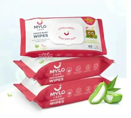 Gentle Baby Wipes With Lid - Organic Coconut Oil, Neem, Aloe Vera and Vitamin E | 98% Pure Water | Dermatologically Tested (Pack of 6) - 72 Wipes Per Pack