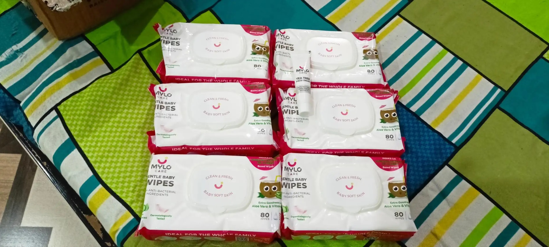 Gentle Baby Wipes With Lid - Organic Coconut Oil, Neem, Aloe Vera and Vitamin E | 98% Pure Water | Dermatologically Tested (Pack of 6) - 72 Wipes Per Pack