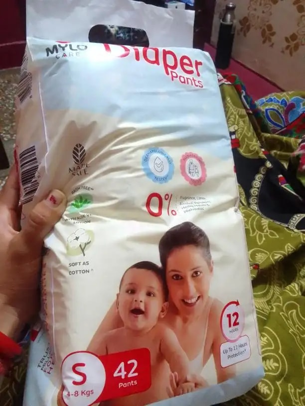 Mylo Baby New Born Diaper Pants | Up to 5Kgs | with Wetness Indicator | 92 Count
