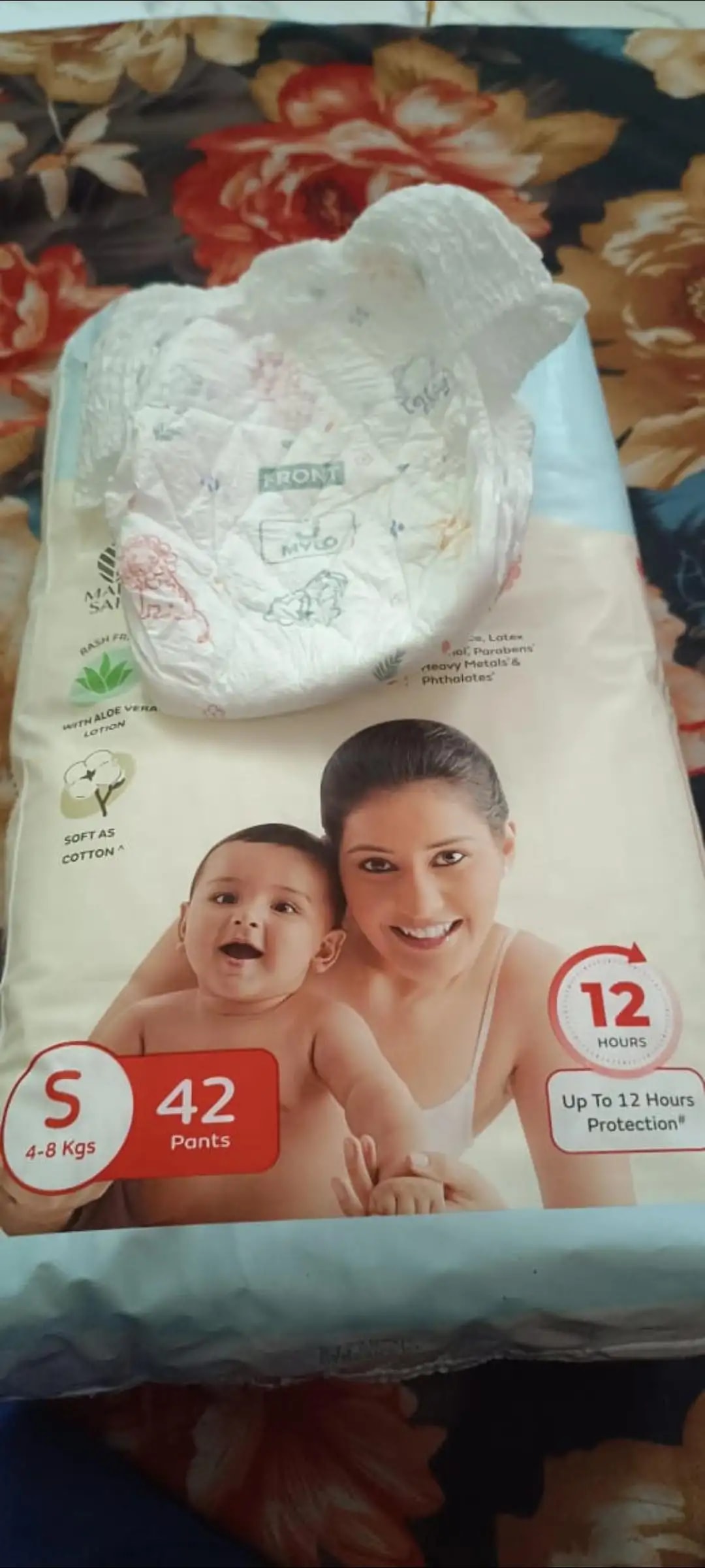 Mylo Baby New Born Diaper Pants | Up to 5Kgs | with Wetness Indicator | 92 Count