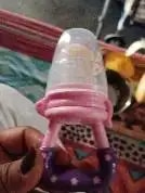 Feels Natural Ultra Soft Fruit & Food Nibbler- Pink | Convenient to Introduce Fruits & Veggies to Baby | Ultra-soft Silicone Mesh for Easy Chewing | Easy One Snap Filling | Helps Relieve Teething Discomfort