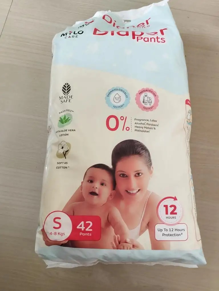 Mylo Baby New Born Diaper Pants | Up to 5Kgs | with Wetness Indicator | 92 Count