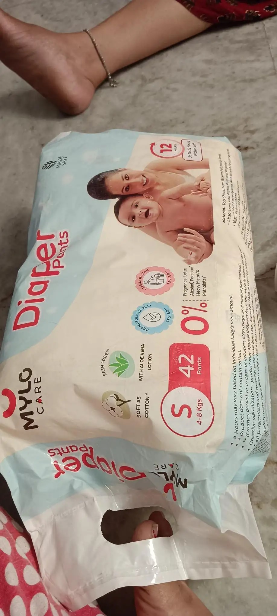 Mylo Baby New Born Diaper Pants | Up to 5Kgs | with Wetness Indicator | 92 Count
