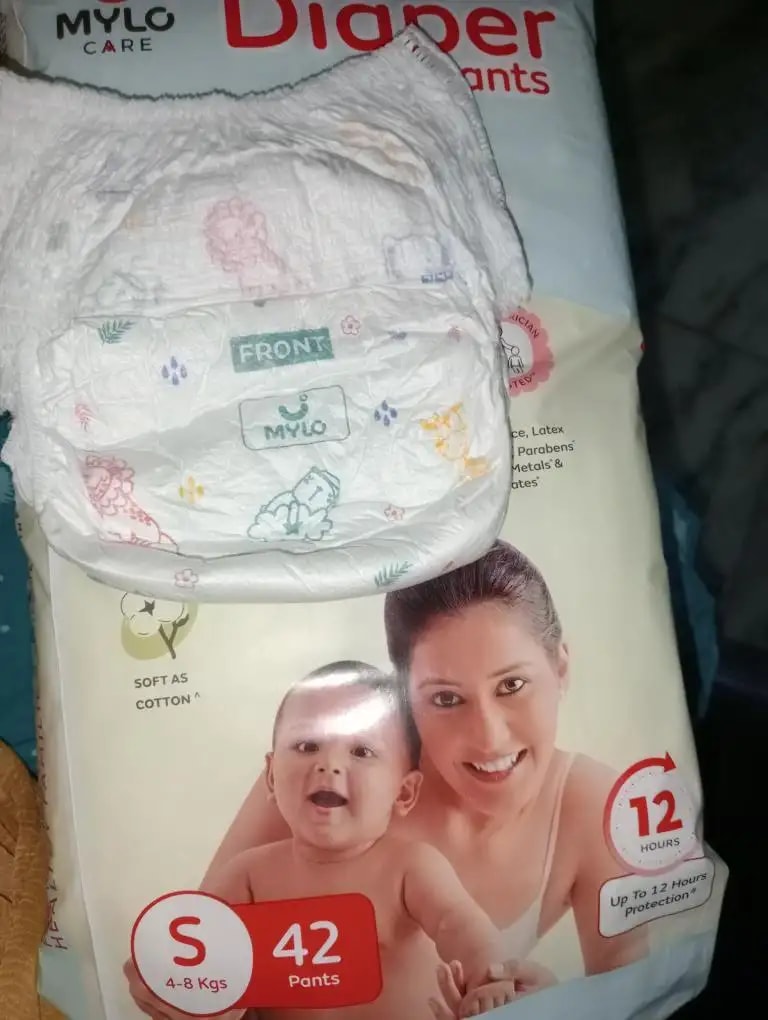 Mylo Baby New Born Diaper Pants | Up to 5Kgs | with Wetness Indicator | 92 Count