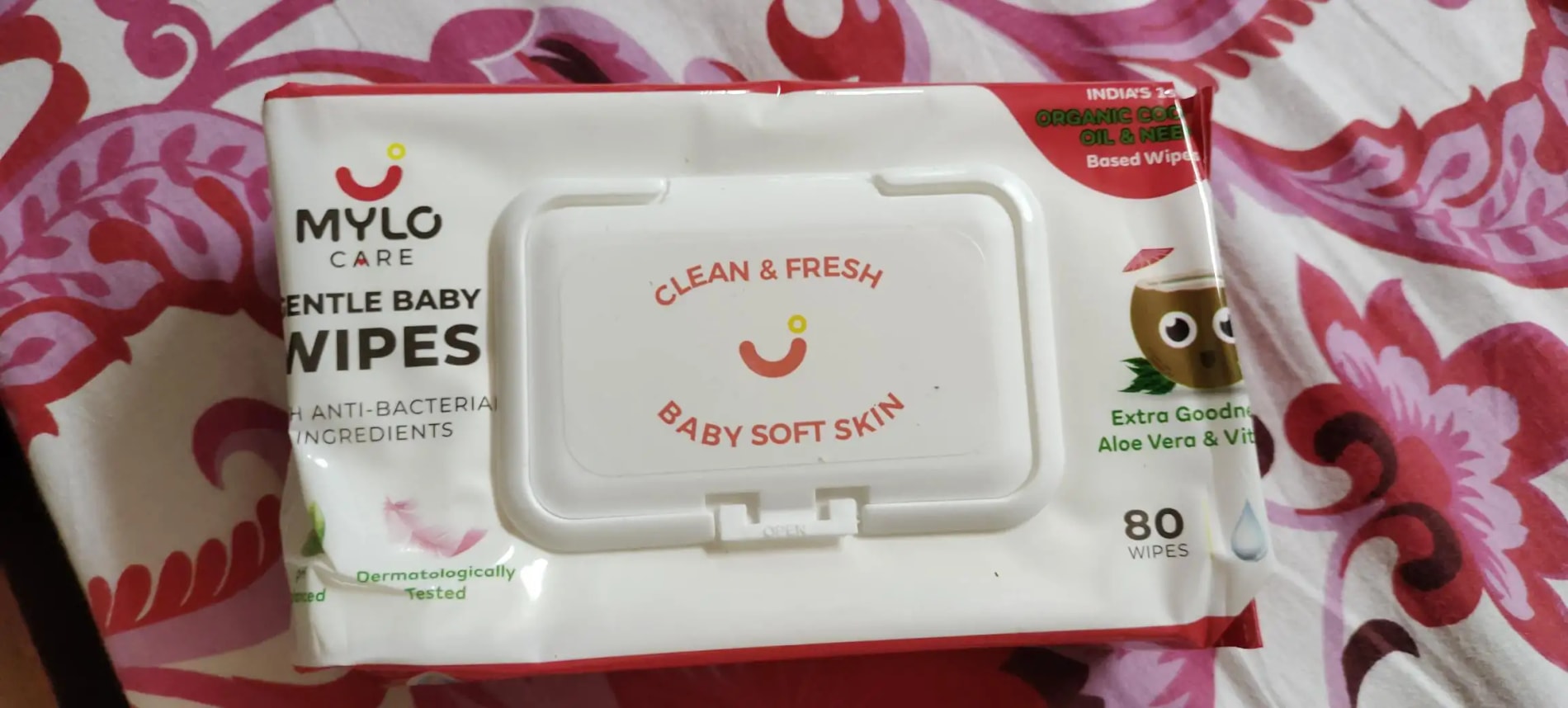 Gentle Baby Wipes With Lid - Organic Coconut Oil, Neem, Aloe Vera and Vitamin E | 98% Pure Water | Dermatologically Tested (Pack of 6) - 72 Wipes Per Pack