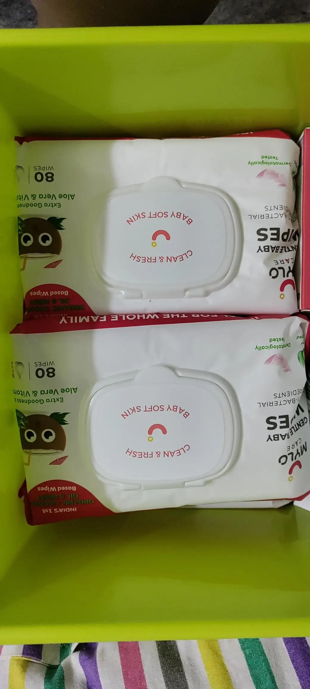 Gentle Baby Wipes With Lid - Organic Coconut Oil, Neem, Aloe Vera and Vitamin E | 98% Pure Water | Dermatologically Tested (Pack of 6) - 72 Wipes Per Pack