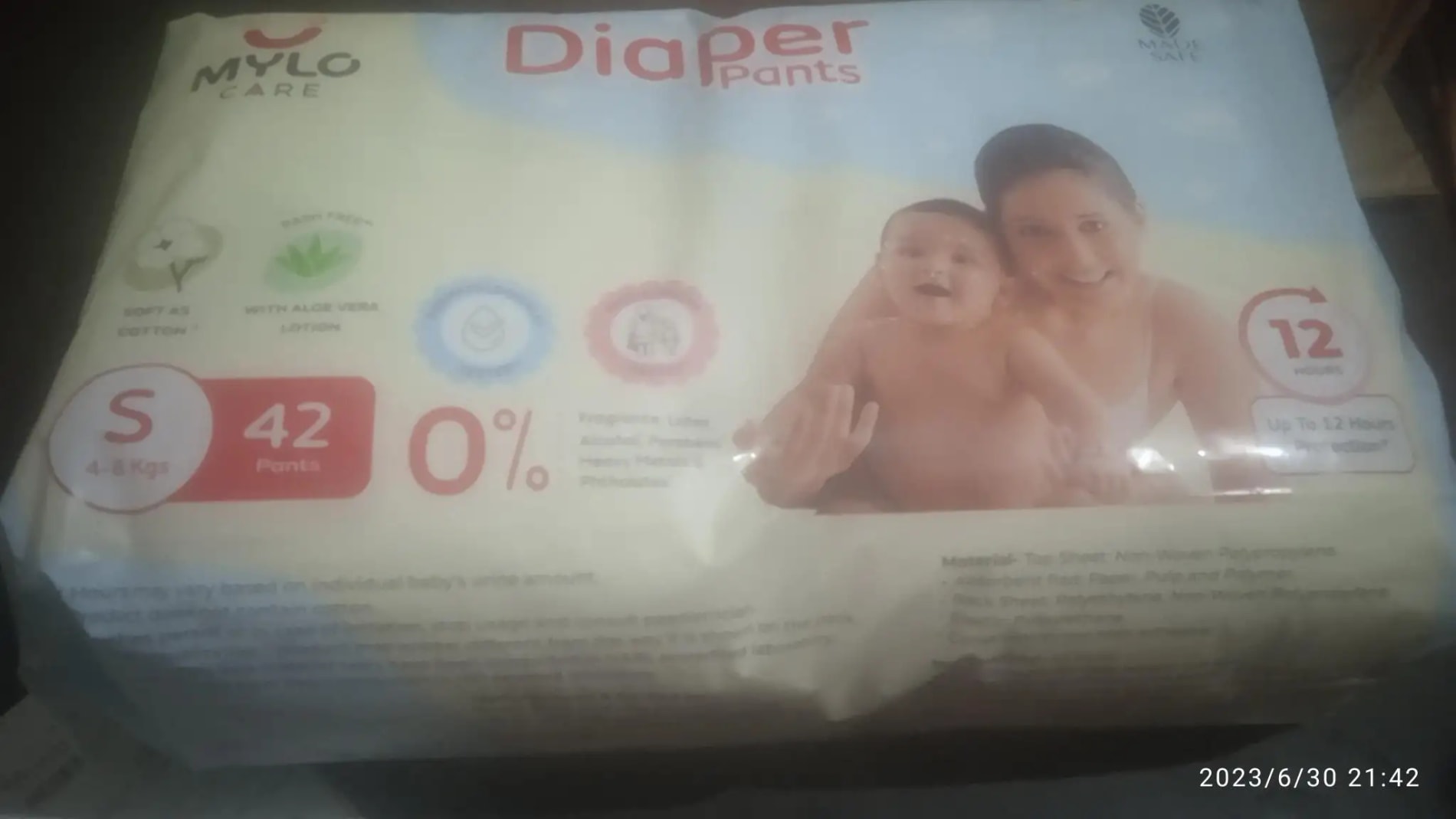Mylo Baby New Born Diaper Pants | Up to 5Kgs | with Wetness Indicator | 92 Count