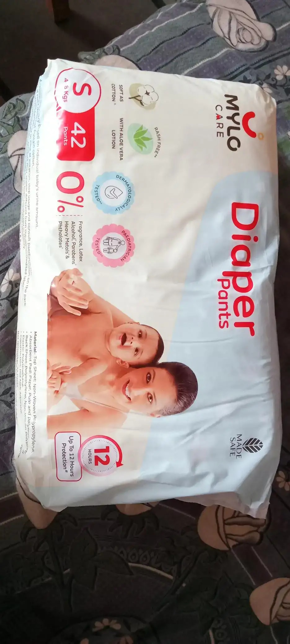 Mylo Baby New Born Diaper Pants | Up to 5Kgs | with Wetness Indicator | 92 Count