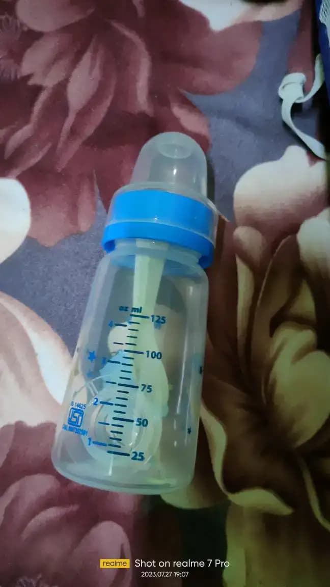 2-in-1 Baby Feeding Bottle | BPA Free with Anti-Colic Nipple & Spoon | Easy Flow Neck Design - Lion & Orange 125ml & 250ml