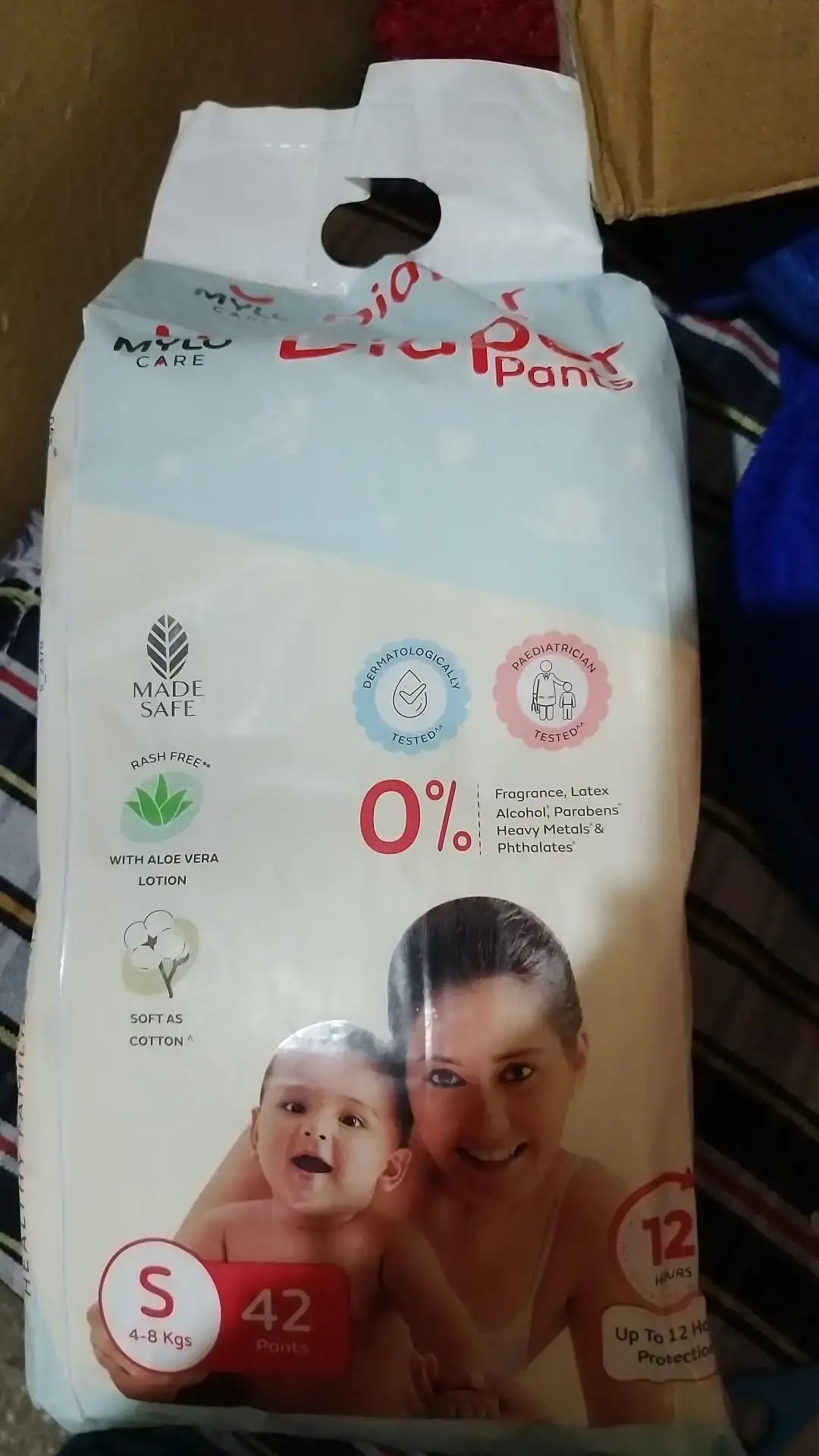 Mylo Baby New Born Diaper Pants | Up to 5Kgs | with Wetness Indicator | 92 Count