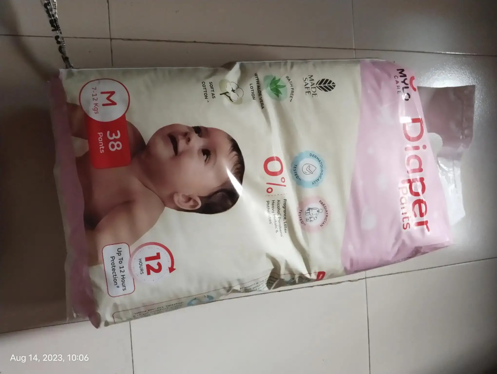 Mylo Baby New Born Diaper Pants | Up to 5Kgs | with Wetness Indicator | 92 Count