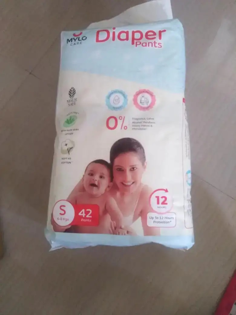 Mylo Baby New Born Diaper Pants | Up to 5Kgs | with Wetness Indicator | 92 Count