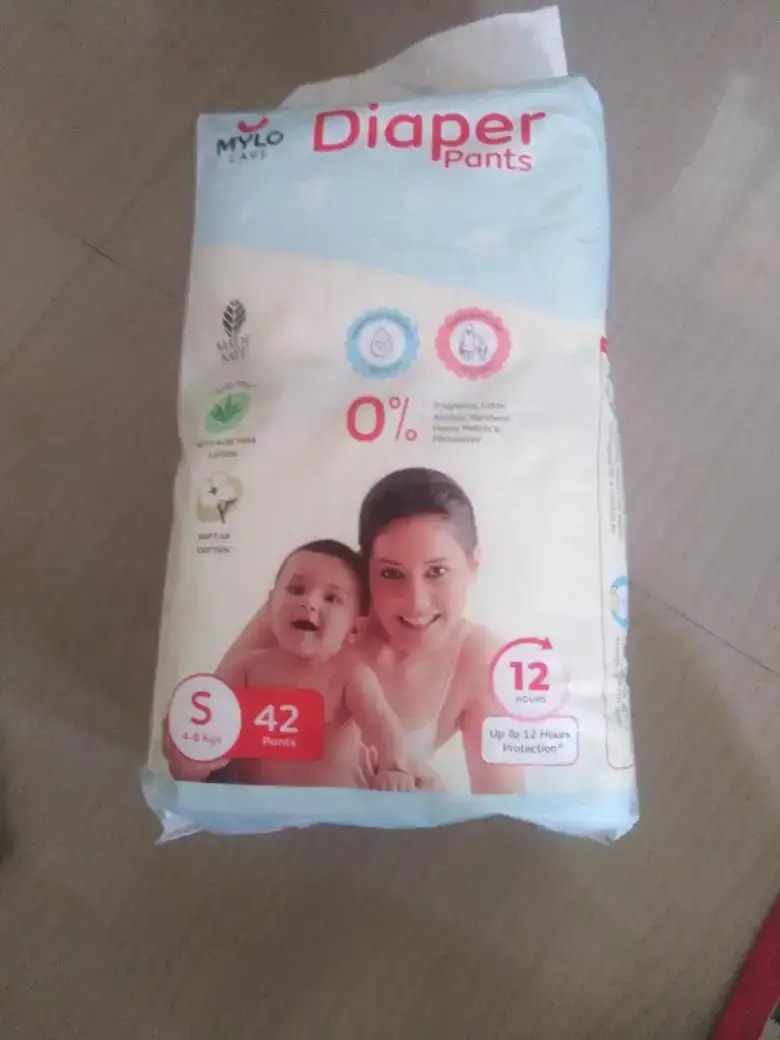 Mylo Baby New Born Diaper Pants | Up to 5Kgs | with Wetness Indicator | 92 Count