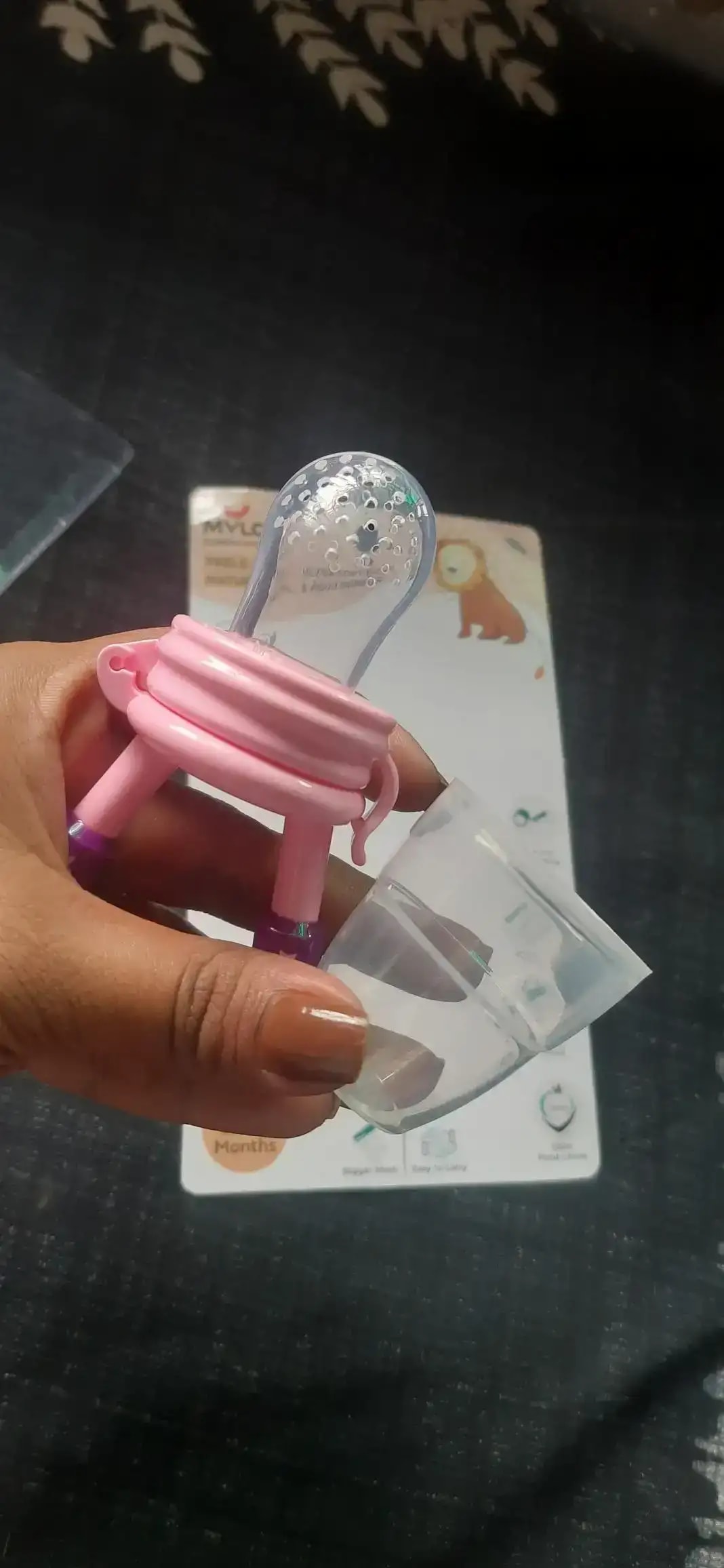 Feels Natural Ultra Soft Fruit & Food Nibbler- Pink | Convenient to Introduce Fruits & Veggies to Baby | Ultra-soft Silicone Mesh for Easy Chewing | Easy One Snap Filling | Helps Relieve Teething Discomfort