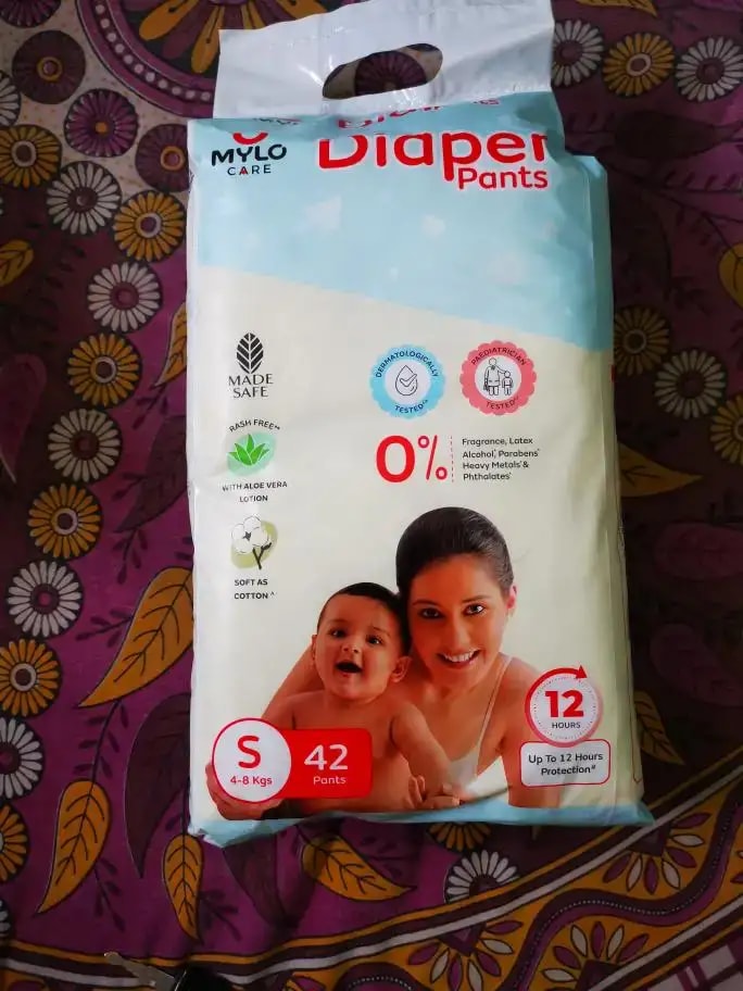 Mylo Baby New Born Diaper Pants | Up to 5Kgs | with Wetness Indicator | 92 Count