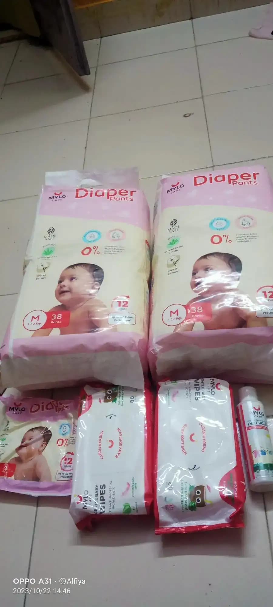 Monthly Diapering Super Saver Combo - Baby Diaper Pants Medium (M) - (76 count) + Baby Wipes (Pack of 2)