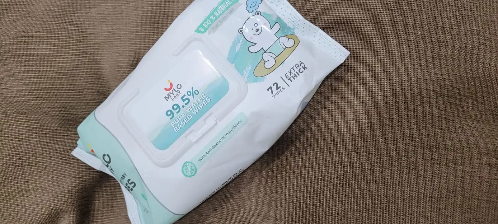 Mylo Baby 99.5% Ultra Pure Water- Based Premium Wipes with 100% Extra Thick Cotton Fabric with Lid - Pack of 2