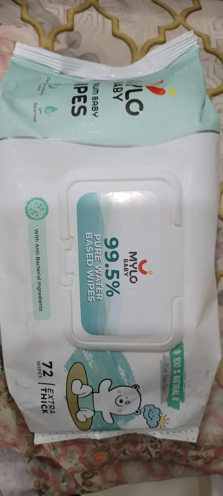 Gentle Baby Wipes With Lid - Organic Coconut Oil, Neem, Aloe Vera and Vitamin E | 98% Pure Water | Dermatologically Tested (Pack of 6) - 72 Wipes Per Pack