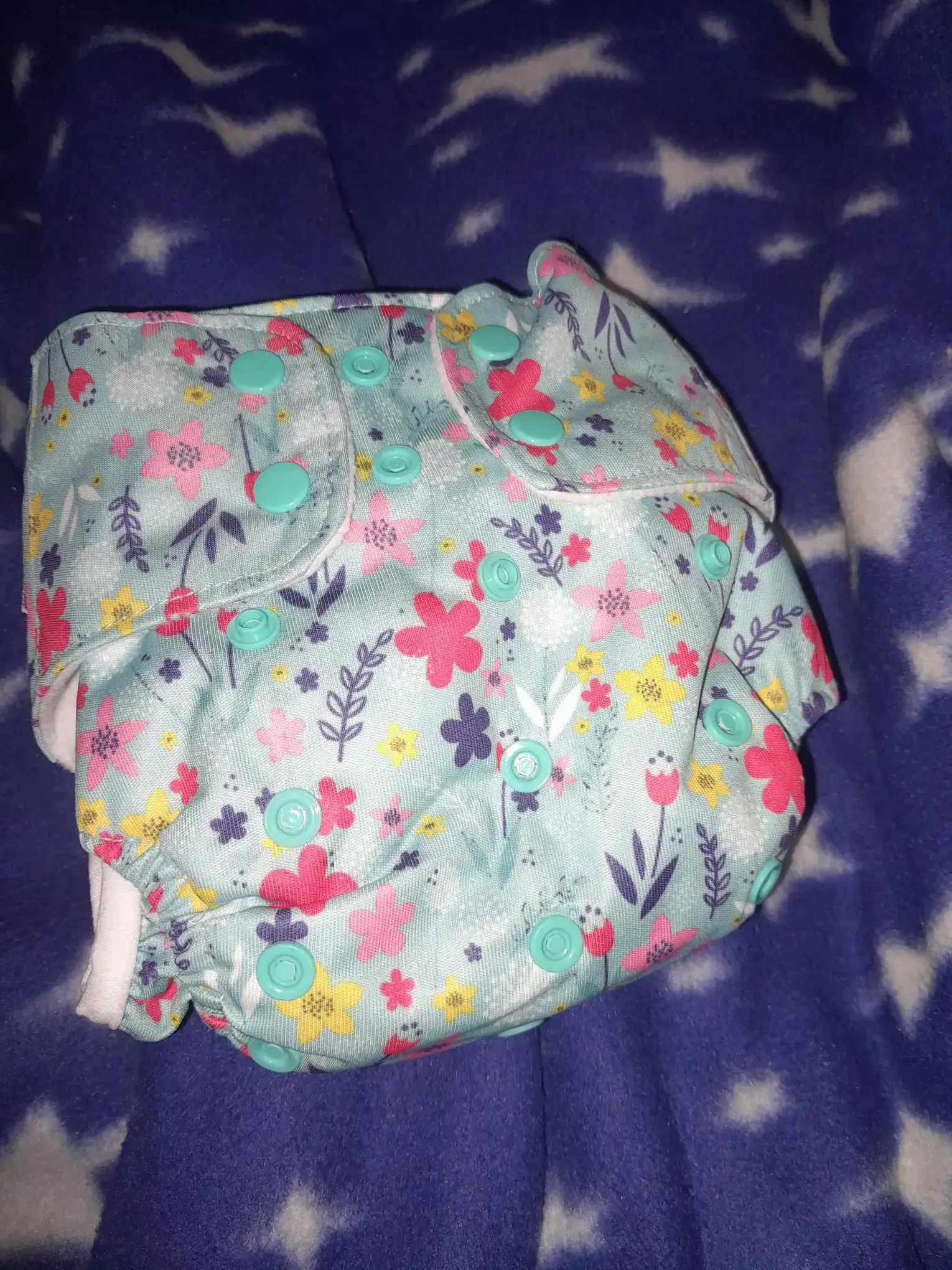 Adjustable Washable & Reusable Cloth Diaper With Dry Feel, Absorbent Insert Pad (3M-3Y) Prevents Rashes - Floral Spring - Pack of 1