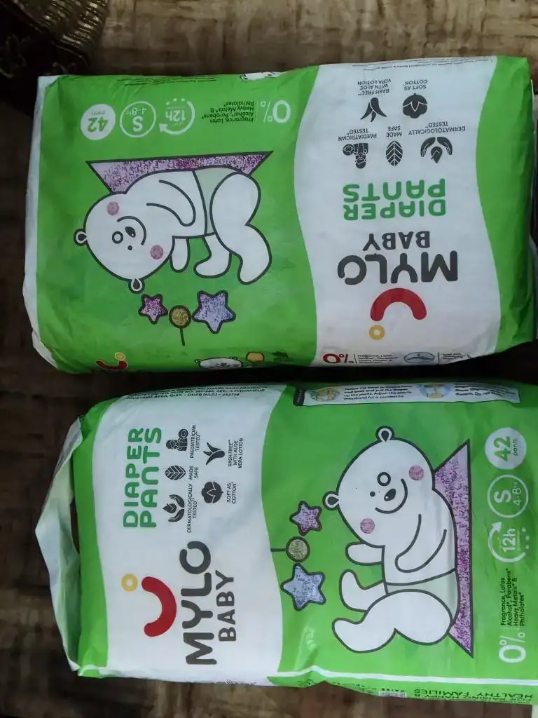 Mylo Baby New Born Diaper Pants | Up to 5Kgs | with Wetness Indicator | 92 Count