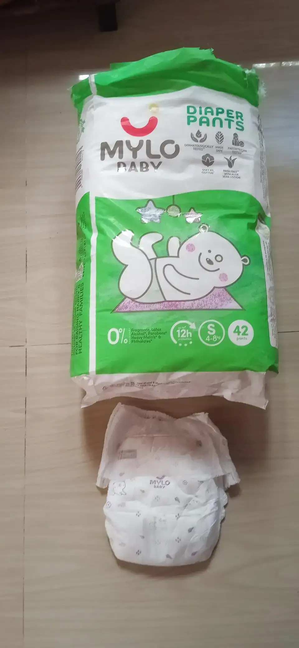 Mylo Baby New Born Diaper Pants | Up to 5Kgs | with Wetness Indicator | 92 Count