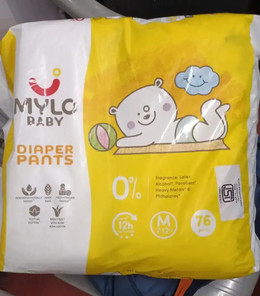 Mylo Baby New Born Diaper Pants | Up to 5Kgs | with Wetness Indicator | 92 Count