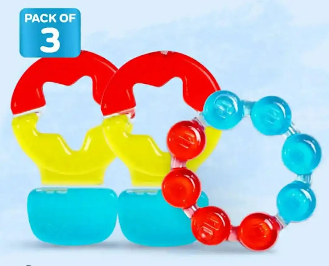 Teether for Kids | Relieves Sore Teething Gums | BPA Free, Food Grade & Non Toxic | ISI Marked | Easy to Hold | Pack of 4 - 2 Ring + 2 Hot Air Balloon