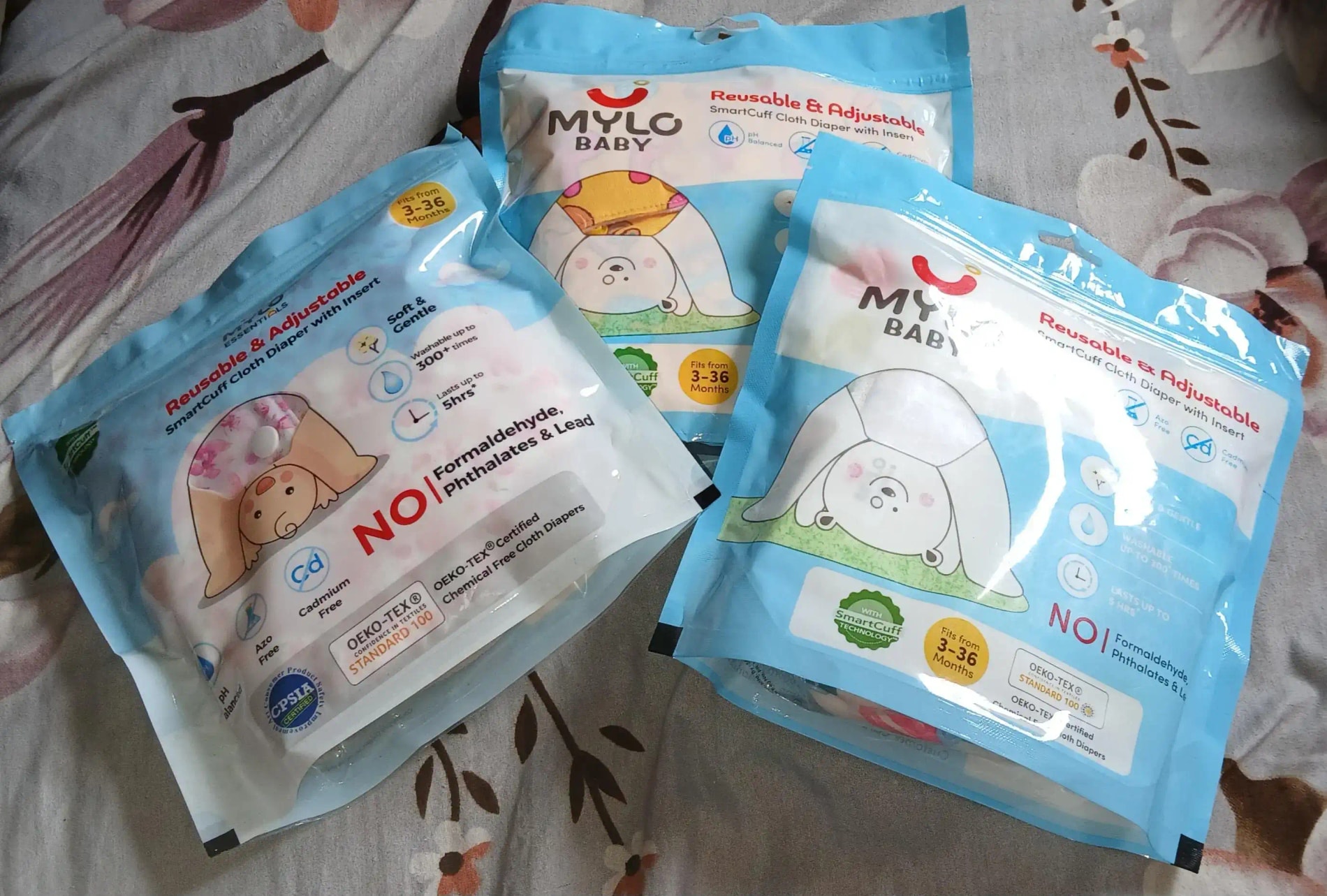 Adjustable Washable & Reusable Cloth Diaper With Dry Feel, Absorbent Insert Pad (3M-3Y) Prevents Rashes - Floral Spring - Pack of 1