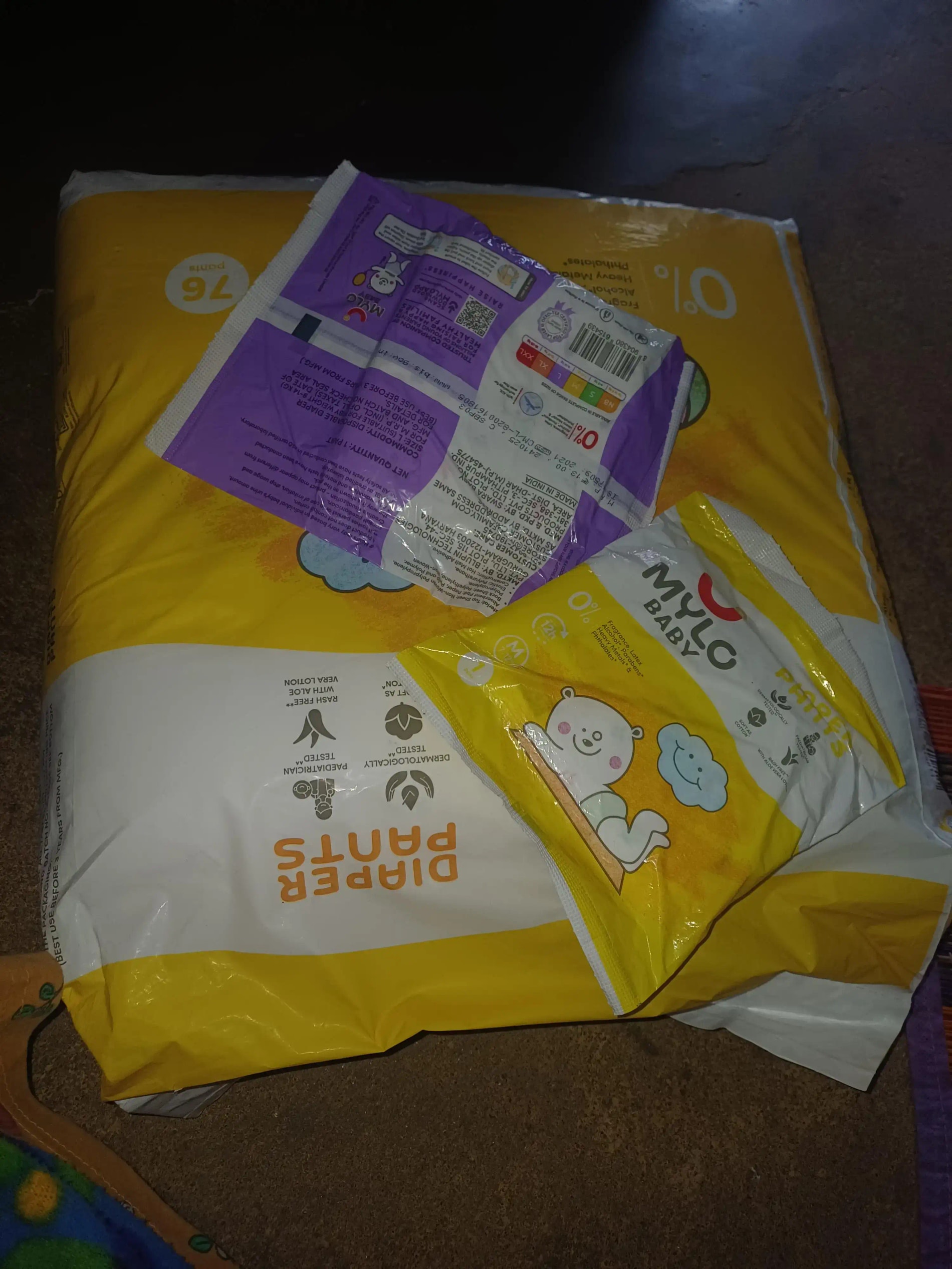Mylo Baby New Born Diaper Pants | Up to 5Kgs | with Wetness Indicator | 92 Count