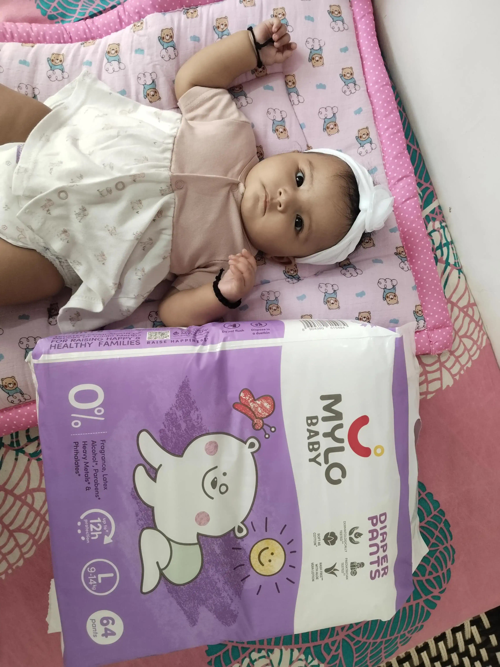 Mylo Baby New Born Diaper Pants | Up to 5Kgs | with Wetness Indicator | 92 Count