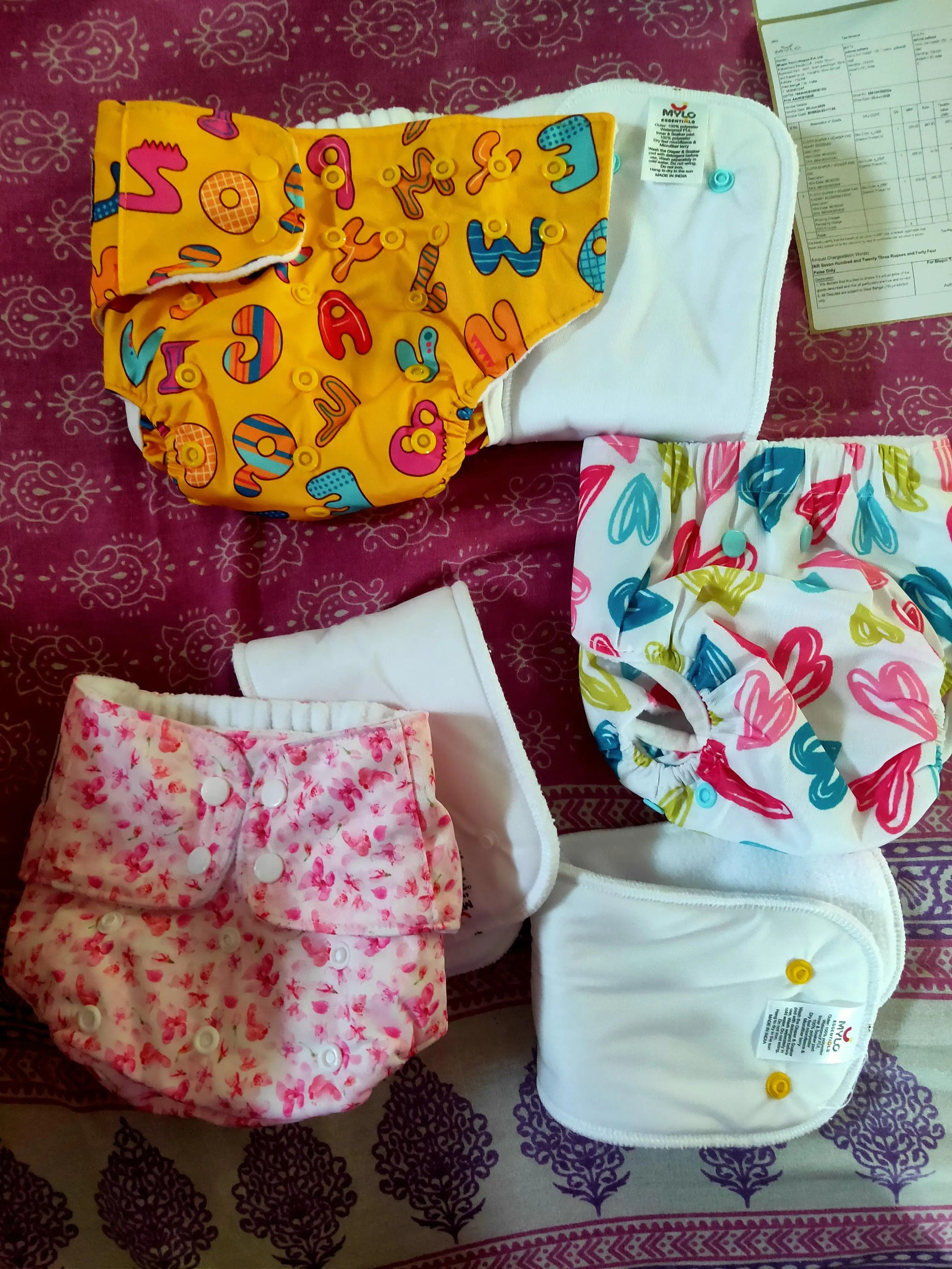 Adjustable Washable & Reusable Cloth Diaper With Dry Feel, Absorbent Insert Pad (3M-3Y) Prevents Rashes - Floral Spring - Pack of 1