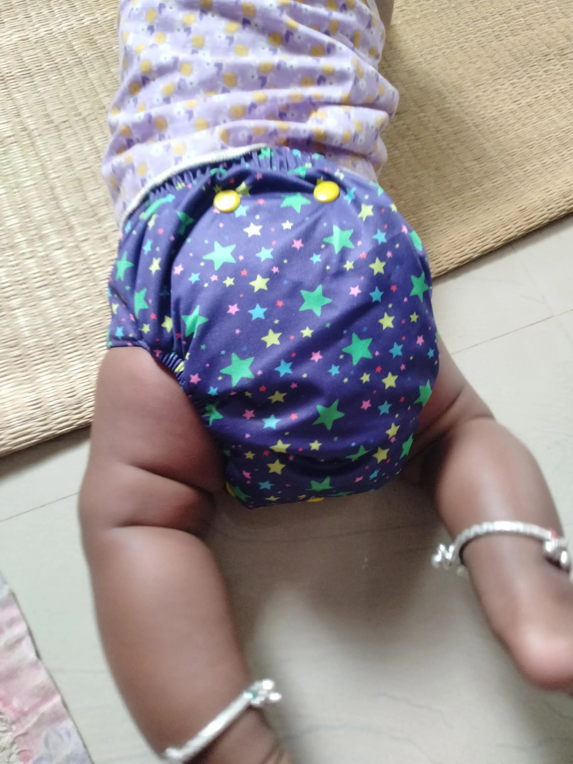 Adjustable Washable & Reusable Cloth Diaper With Dry Feel, Absorbent Insert Pad (3M-3Y) Prevents Rashes - Floral Spring - Pack of 1