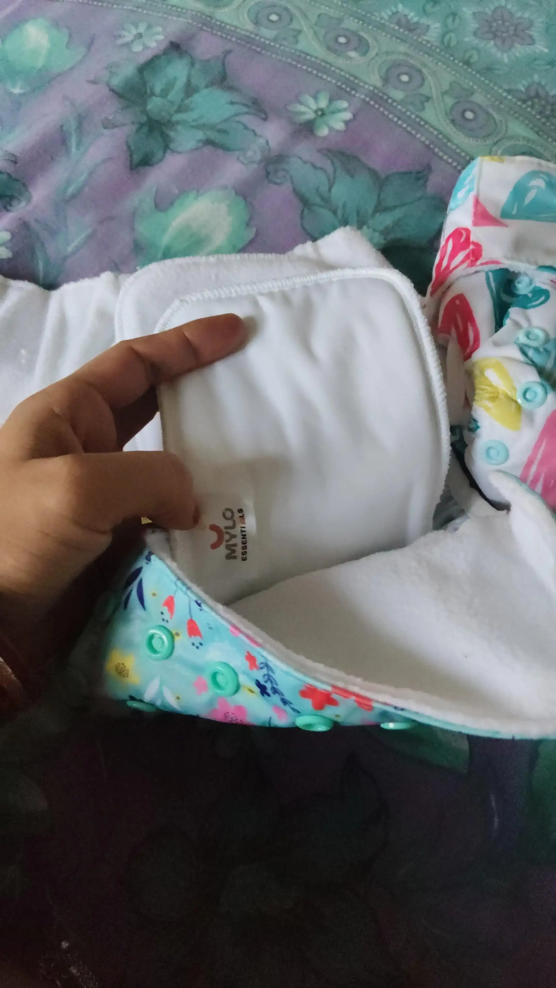Adjustable Washable & Reusable Cloth Diaper With Dry Feel, Absorbent Insert Pad (3M-3Y) Prevents Rashes - Floral Spring - Pack of 1