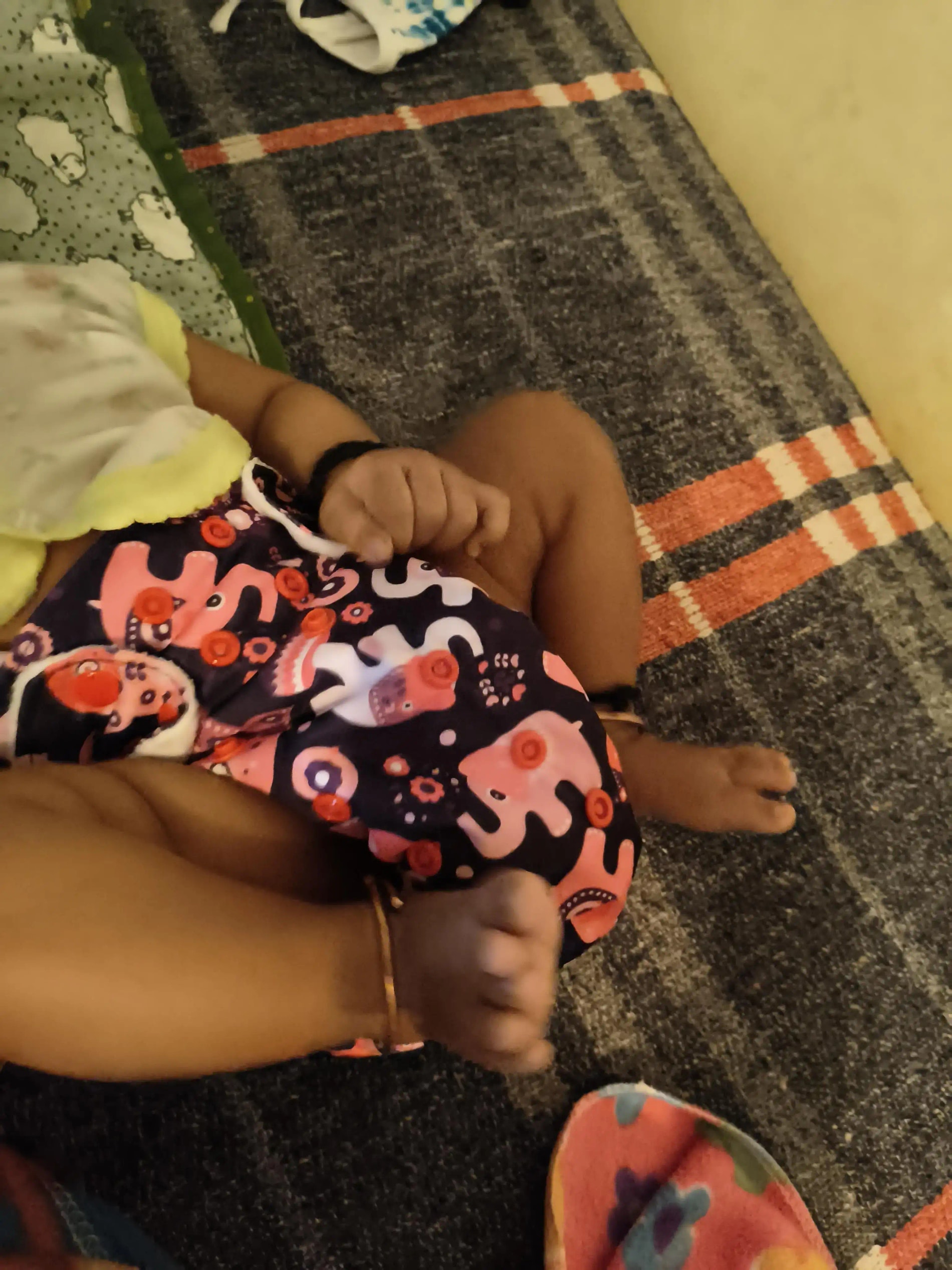 Adjustable Washable & Reusable Cloth Diaper With Dry Feel, Absorbent Insert Pad (3M-3Y) Prevents Rashes - Floral Spring - Pack of 1