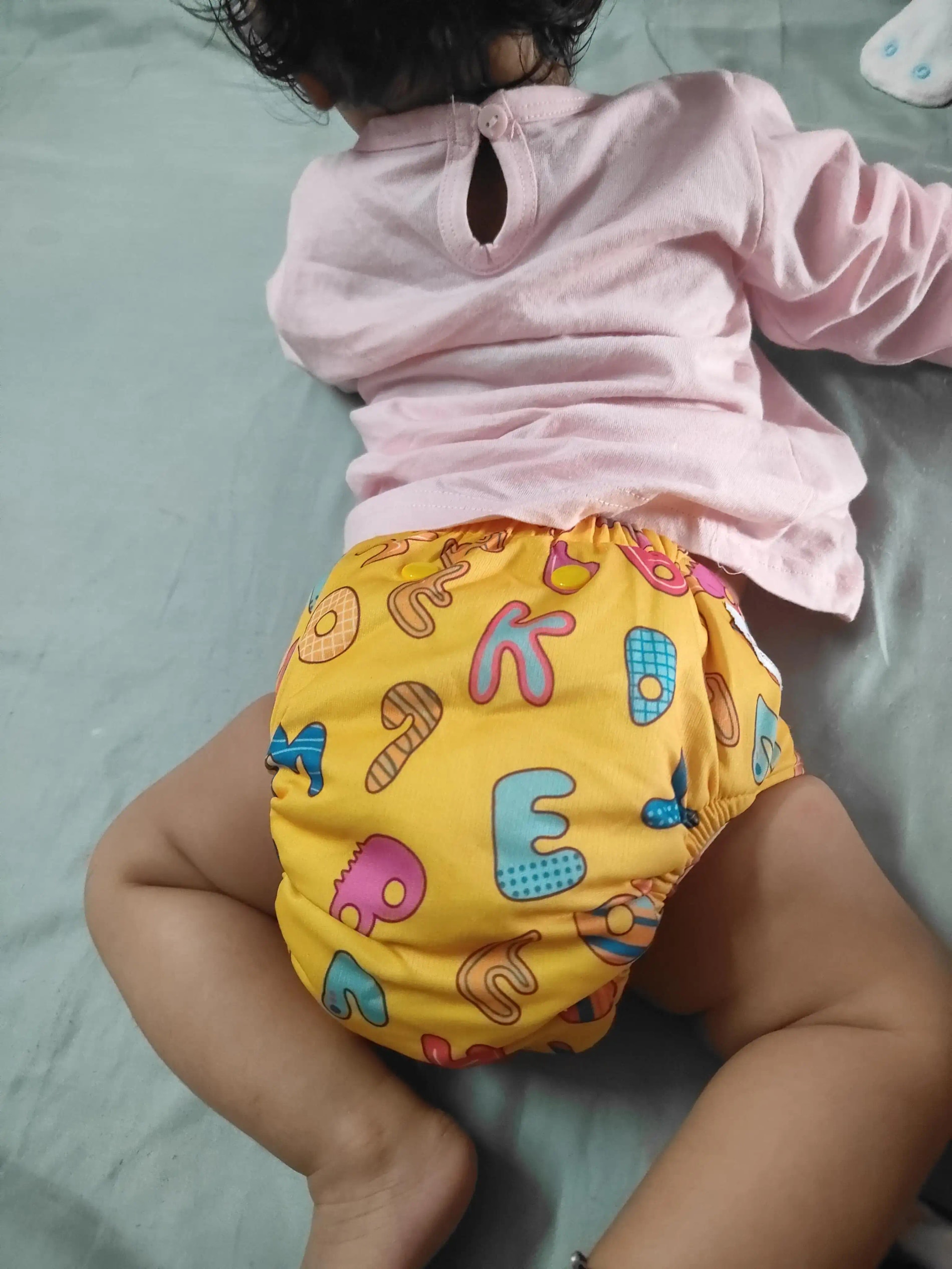 Adjustable Washable & Reusable Cloth Diaper With Dry Feel, Absorbent Insert Pad (3M-3Y) Prevents Rashes - Floral Spring - Pack of 1