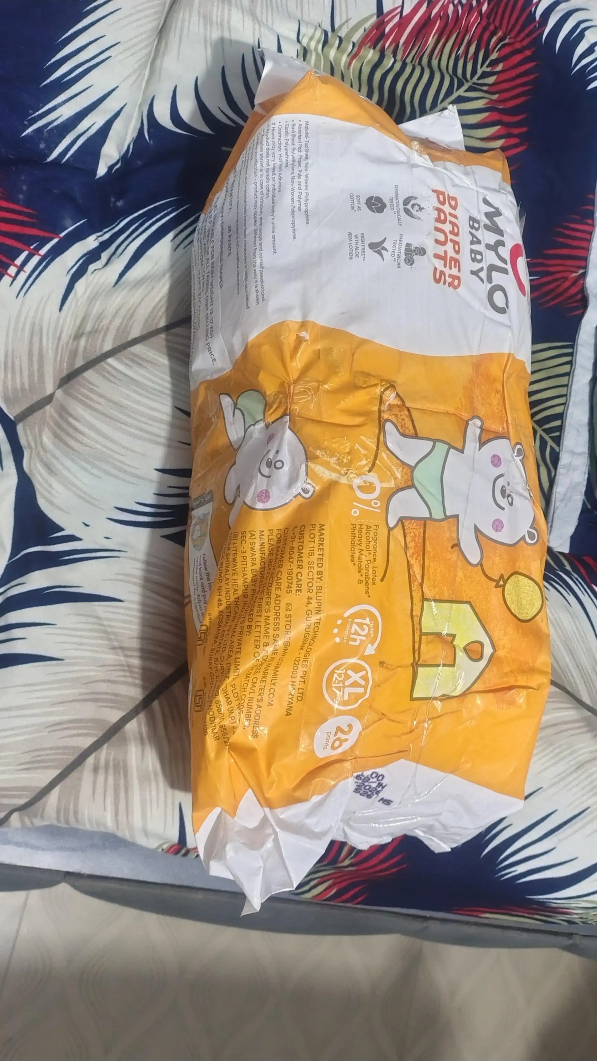 Super Saver Combo - Baby Diaper Pants Medium (M) Size 7-12 kgs (76 count) Leak Proof + Tummy Roll On For Baby For Gas & Colic - 40 ml
