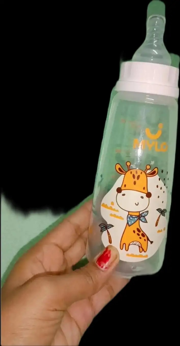 2-in-1 Baby Feeding Bottle | BPA Free with Anti-Colic Nipple & Spoon | Easy Flow Neck Design - Lion & Giraffe 125ml & 250ml