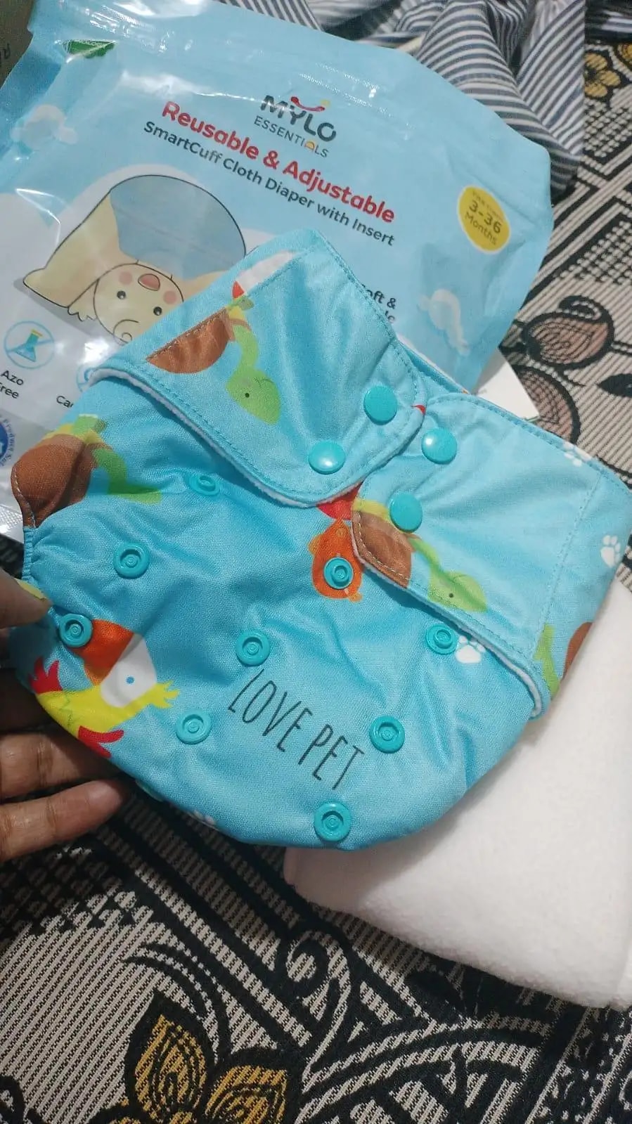 Adjustable Washable & Reusable Cloth Diaper With Dry Feel, Absorbent Insert Pad (3M-3Y) Prevents Rashes - Floral Spring - Pack of 1