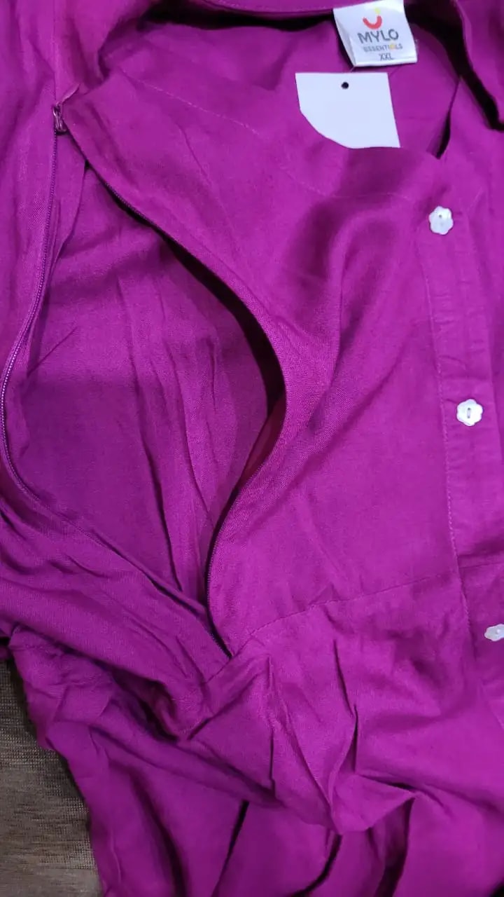 Pre & Post Maternity /Nursing Midi Dress with both sides Zipper for Easy Feeding – Floral - Grey–L
