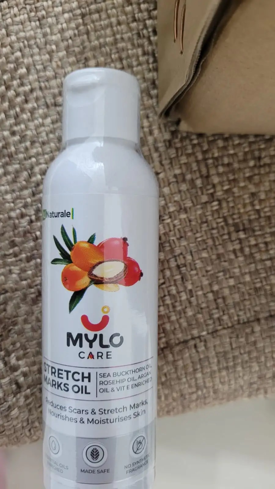 Stretch Marks Oil With Sea Buckthorn, Rosehip, Argan & Coconut Oil | Scars & Stretch Mark Lightening | Natural Skin Care Solution for Pregnant Women - 100ml
