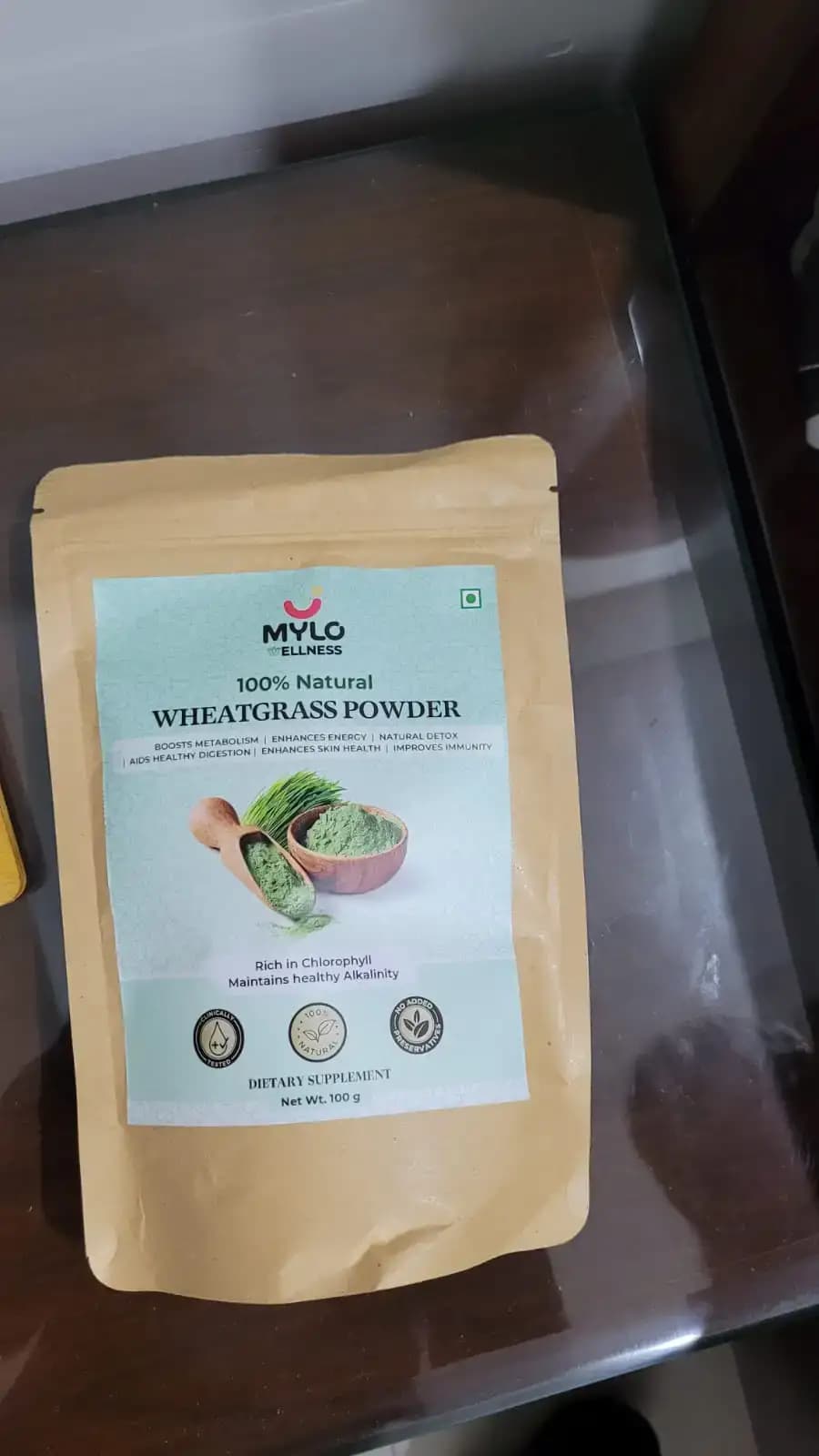 Wheatgrass Powder | 100% Natural Ingredients | Aids Healthy Digestion | Boosts Metabolism | Clinically Tested - (100gm)